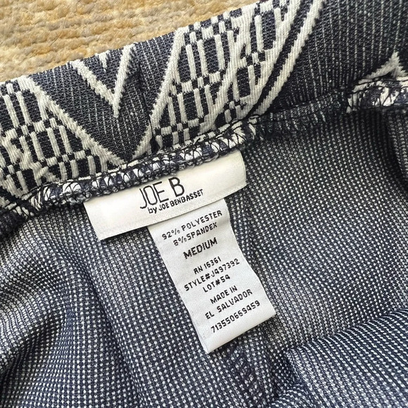 Joe B Knee Length A Line Skirt Chevron Medium Blue Stretch Midi Modest Retro - Picture 2 of 8